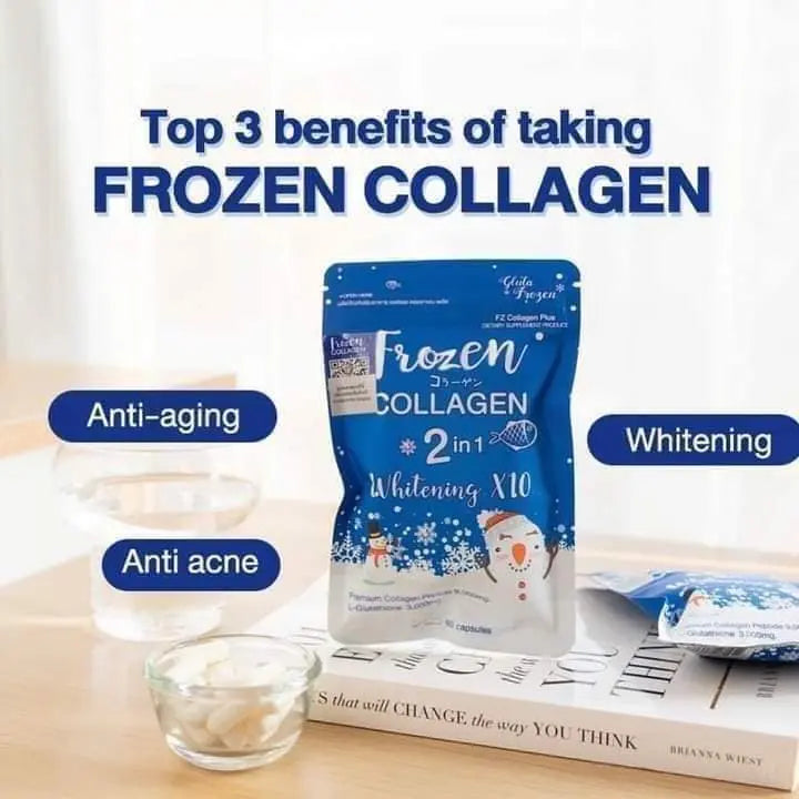 2X Frozen Collagen 2in1 Whitening X10 L-glutathione 3.000mg. Authentic. 60 Caps