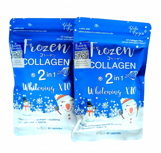 2X Frozen Collagen 2in1 Whitening X10 L-glutathione 3.000mg. Authentic. 60 Caps