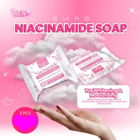 BMRS Niacinamide With Glutathione Premium Brightening Soap 70g (3x 70g)