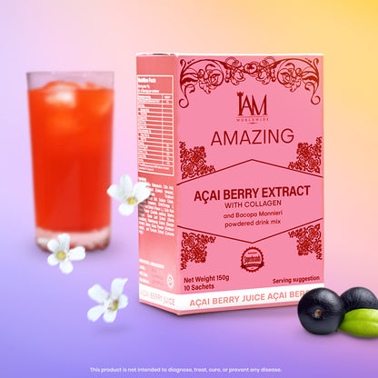 IAM Amazing Acai berry extract with collagen powdered drink mix ( & Sachets in a box)