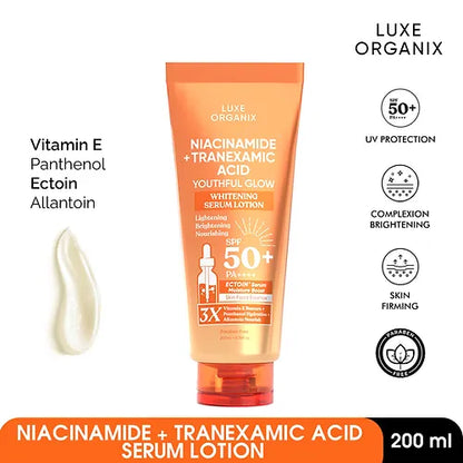 Luxe Organix Niacinamide + Tranexamic Acid Youthful Glow Whitening Serum Lotion