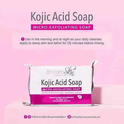 3Pcs Brilliant Skin Kojic Acid Soap 70g Each