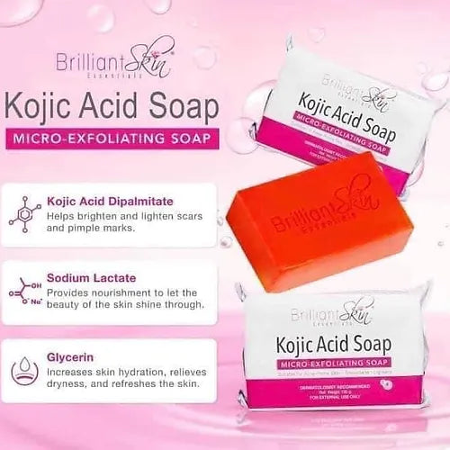 3Pcs Brilliant Skin Kojic Acid Soap 70g Each