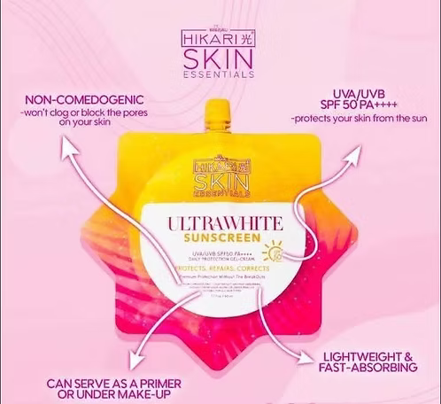 Hikari Skin Ultra White Sunscreen, SPF50 PA+++, UV/UVB Protection 50g