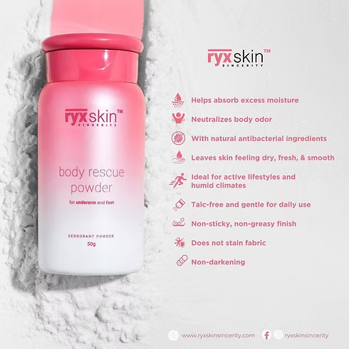 Ryx Skin Sincerity, Body Rescue Powder for Underarm and Foot 50g