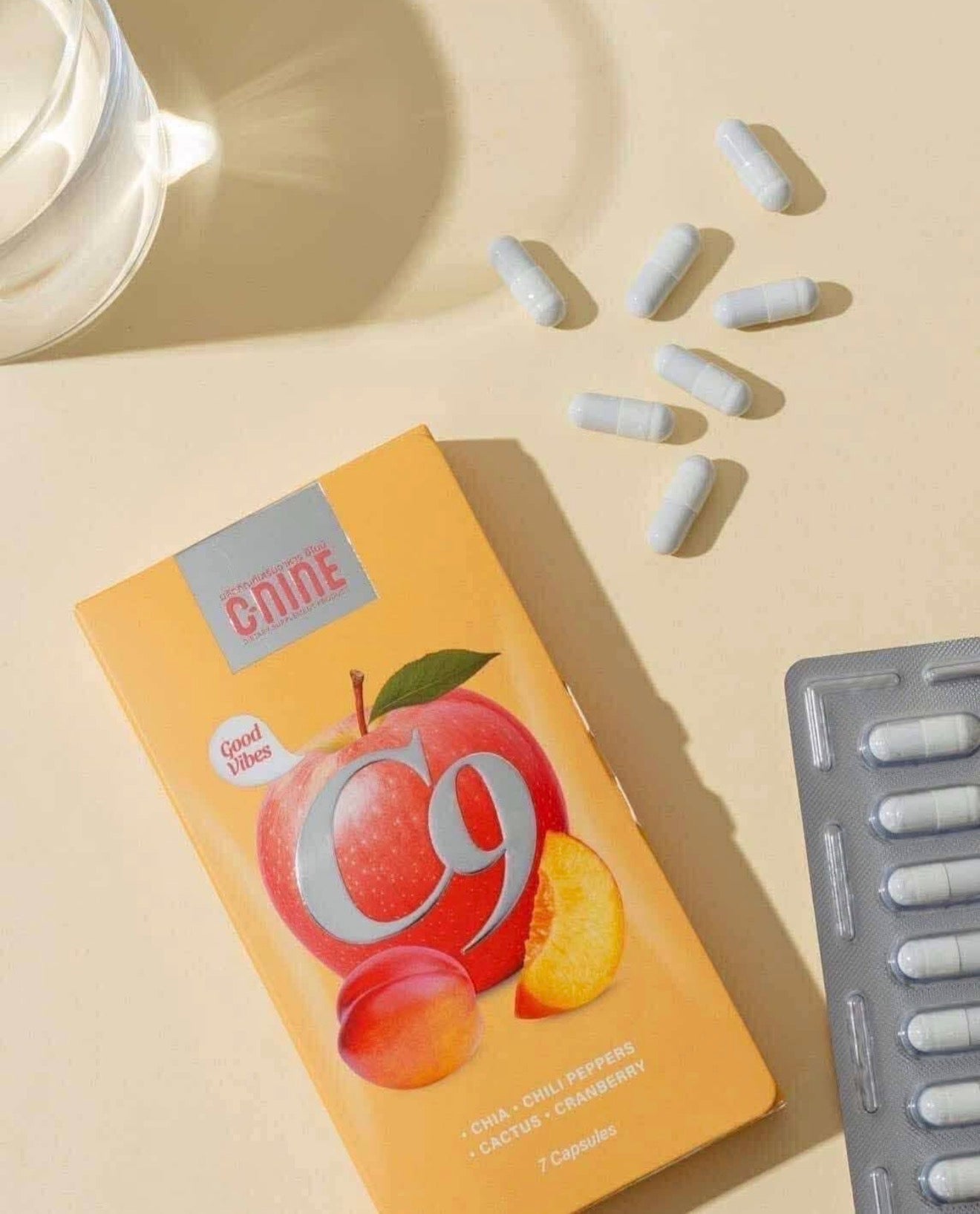 C-NINE Dietary Supplement - 7 Capsules with Chia, Chili Peppers, Cactus & Cranberry