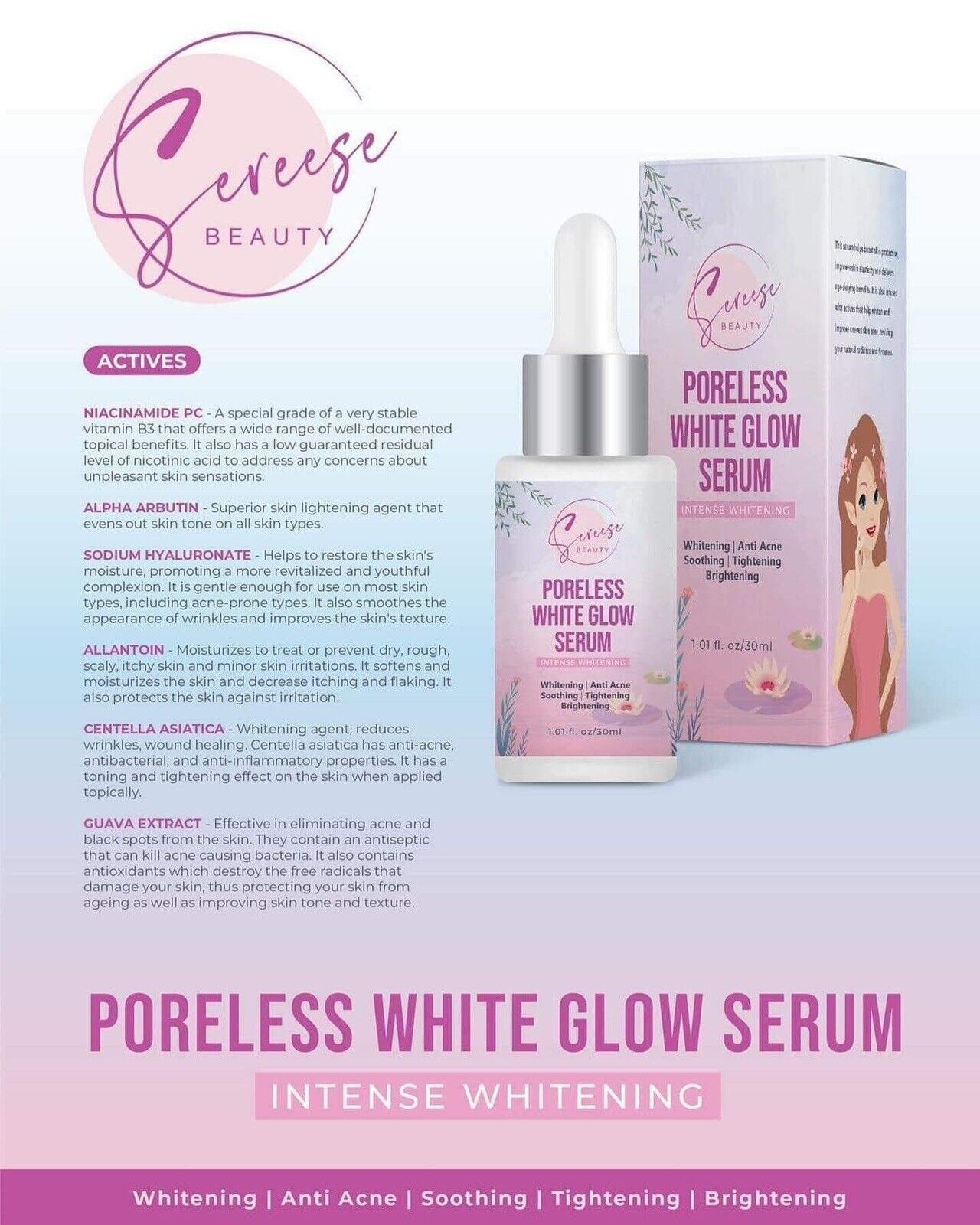 Sereese Poreless White Glow Serum 30ml