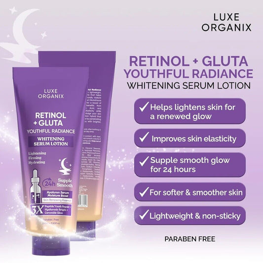 Luxe Organix Retinol+Glutha Youthful Radiance Whitening Serum 350ml