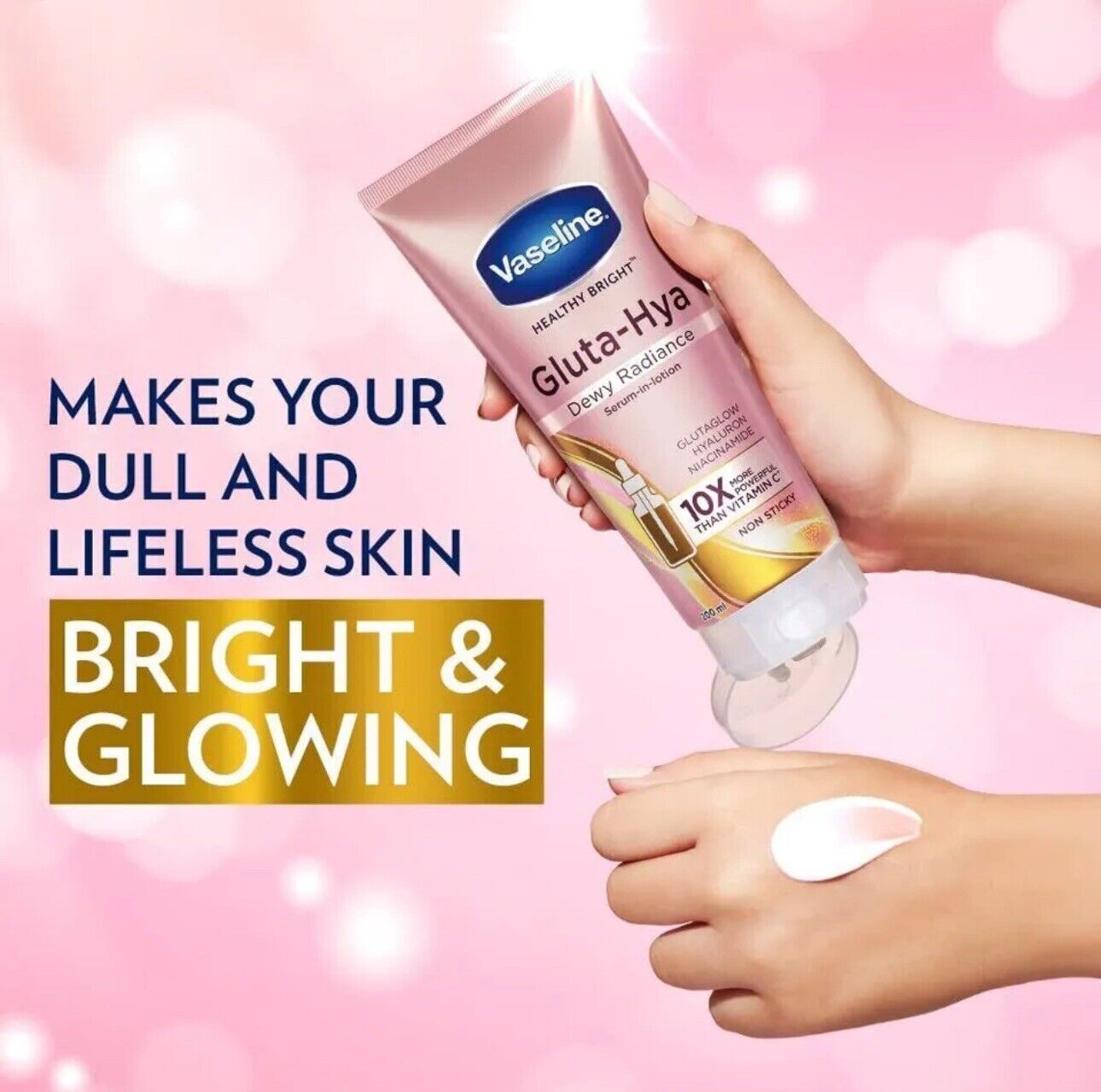 Vaseline GlutaGlow-Hya Dewy Radiance Serum-In-Lotion Visibly Brighter Skin 200ml